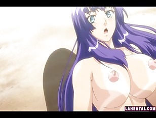 Big titted hentai babe in bikini fucked on the beach