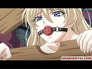 Bondage hentai with gagging gets groupfucked by black monsters