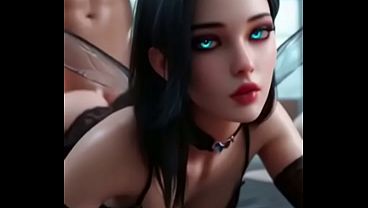 Brunette fairy with bright blue eyes – striptease, doggy style, cowgirl riding & passionate blowjob finish ( AI Generated )