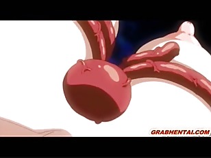 Busty hentai  hard brutally poked allhole by tentacles