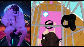 Fucking hentai girl in VR game! POV and light BDSM in Nympho Trainer VR by dude from the future