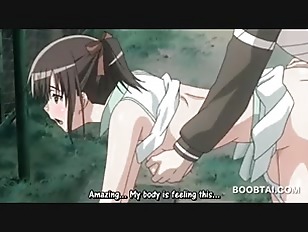 Hentai  gets pussy banged doggy style outdoor