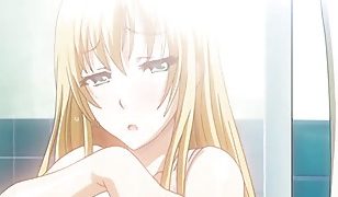 Huge titted hentai blondie in swimsuit gets fucked