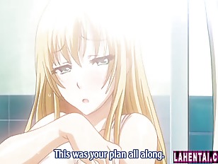 Huge titted hentai blondie in swimsuit gets fucked