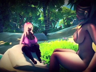 Hentai redhead gives blowjob and having sex