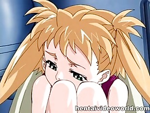 Slim hentai girl is moving intensely on stick