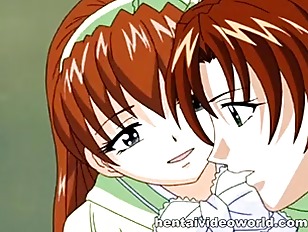 Hentai dickgirl produces cum on the bound gal